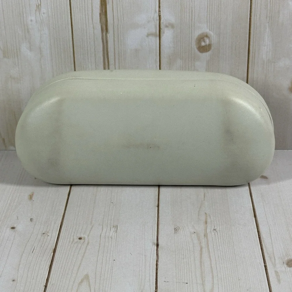 Warby Parker Sunglass Eyewear Glass Case Hard Clamshell Bone Outer Blue Interior